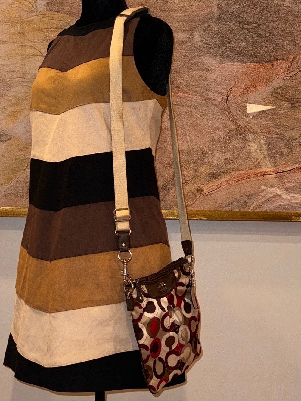 Coach Madison Graphic OP Art Metallic Sateen Vintage Swingpack crossbody bag